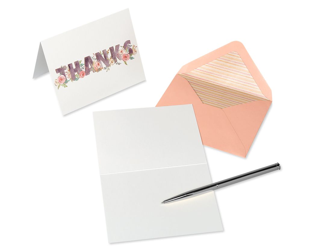 Floral Thank You Boxed Blank Note Cards With Envelopes, 20-Count - Papyrus