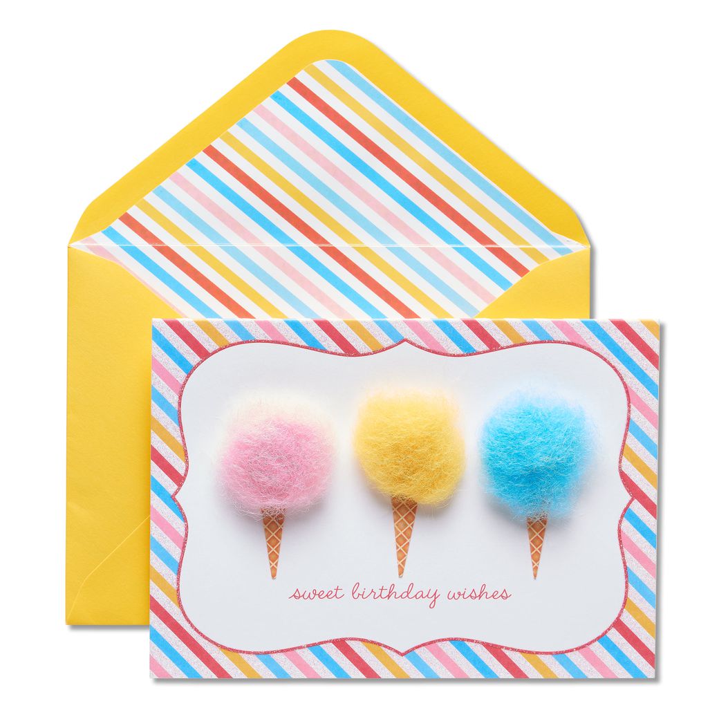 Papyrus Geburtstagskarte ‚Cotton Candy Cat‘ – Mit Glitzer, Umschlag & Goldenem Siegel