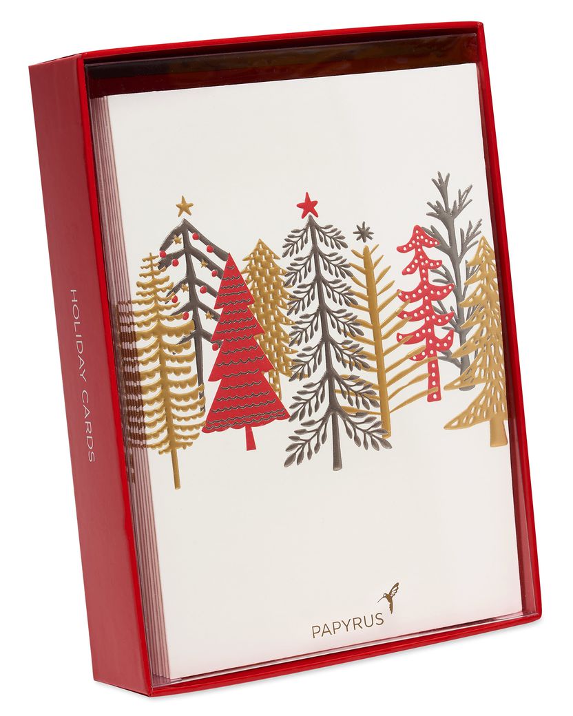 Metallic Trees Holiday Boxed Cards, 12-Count - Papyrus