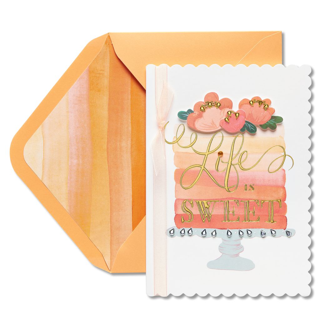 Ombre Floral Cake Birthday Greeting Card - Papyrus