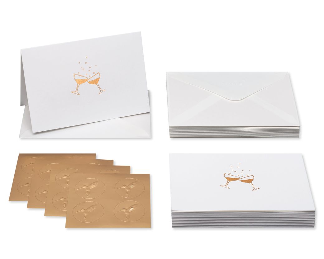 Champagne Glasses Blank Cards With Envelopes, 16-Count - Papyrus