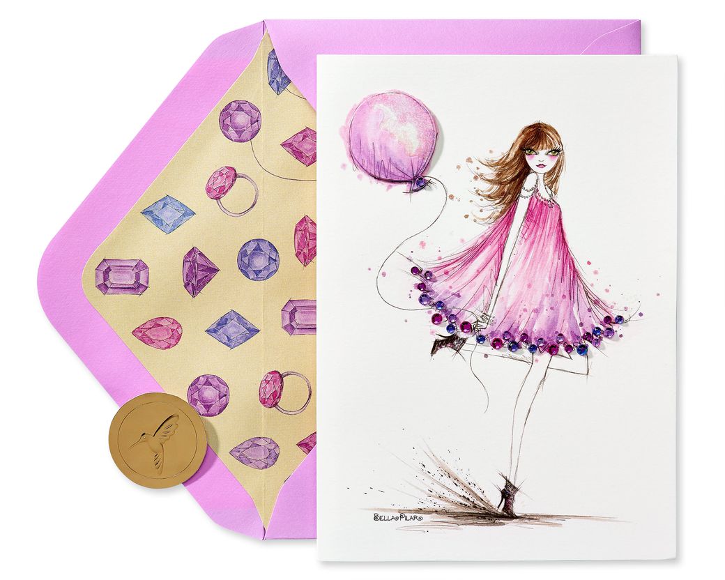 Girl With Balloon Birthday Greeting Card- Designed By Bella Pilar - Papyrus
