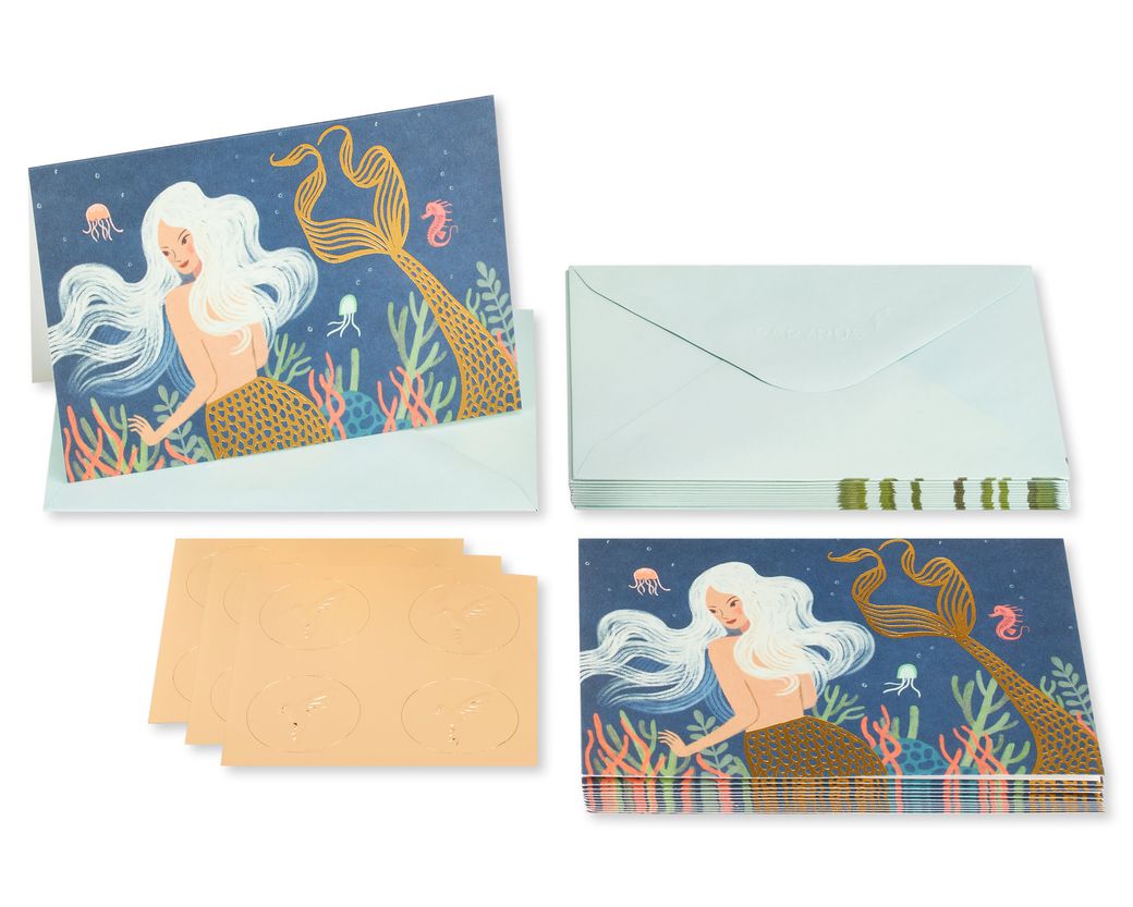 Mermaid Boxed Blank Note Cards With Envelopes, 14-Count - Papyrus