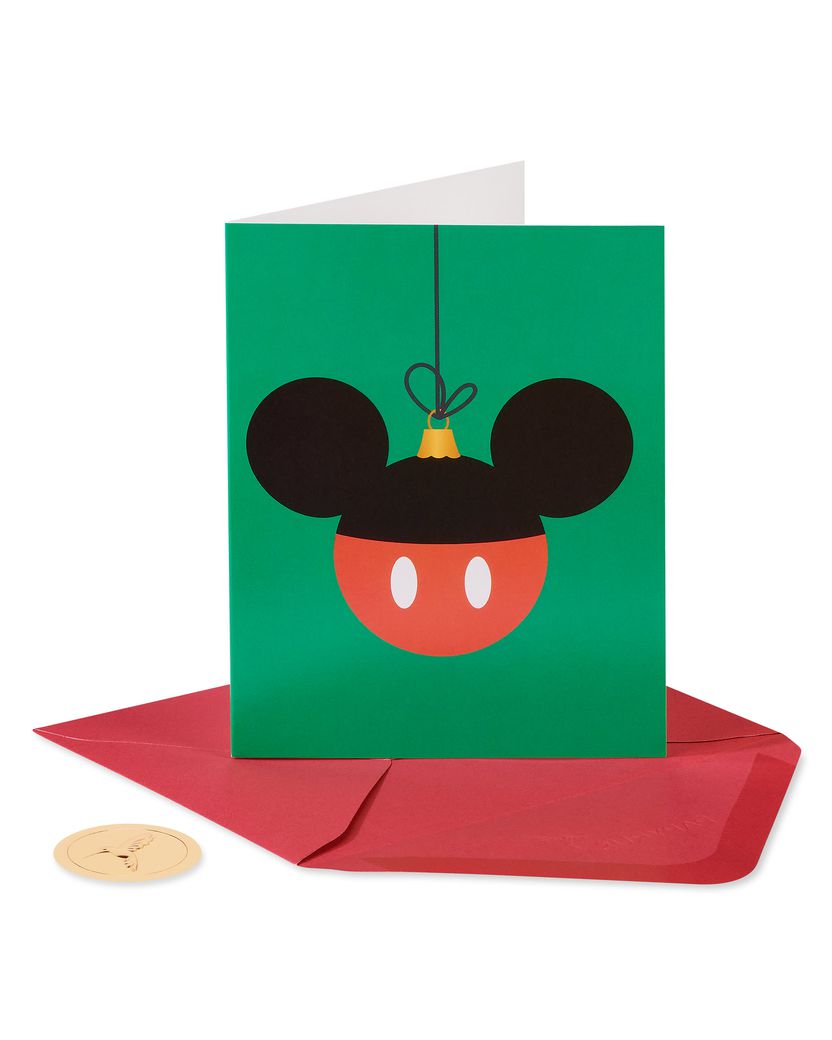 Mickey Mouse Ornament Disney Christmas Cards Boxed GlitterFree, 20