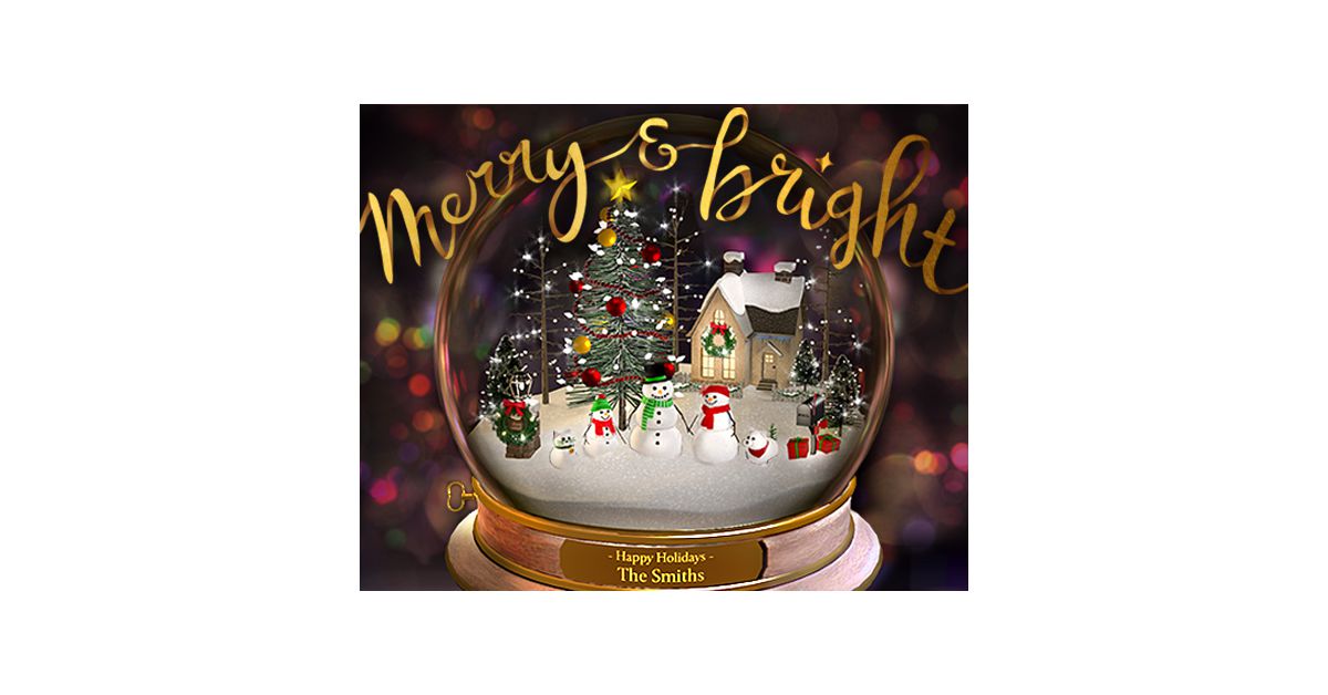 LARGE Personalised Happy Xmas Photo in a Snow Globe Your Photo/Your Words 