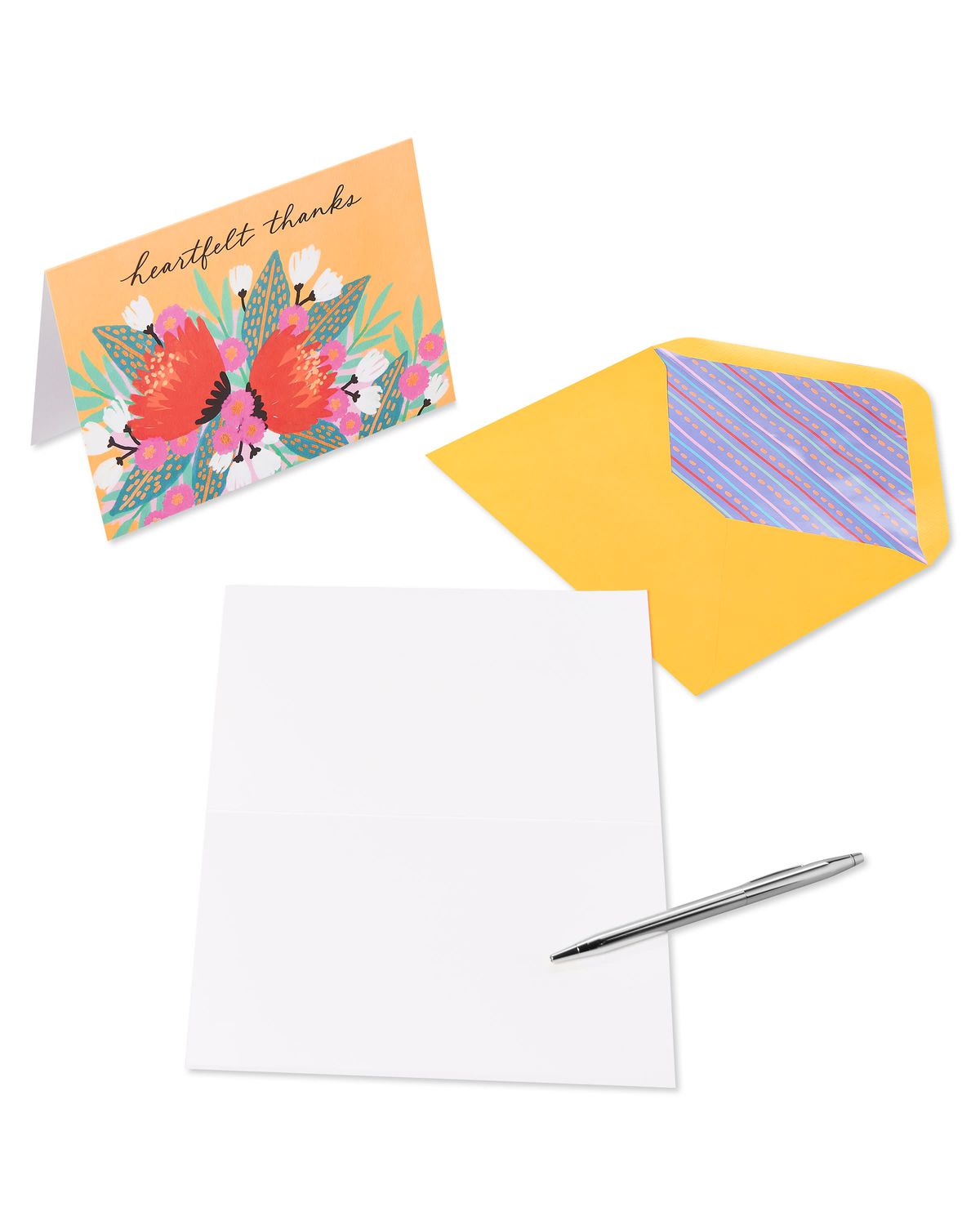 Blank Inside Vibrant Florals Thank You Boxed Blank Note Cards With ...