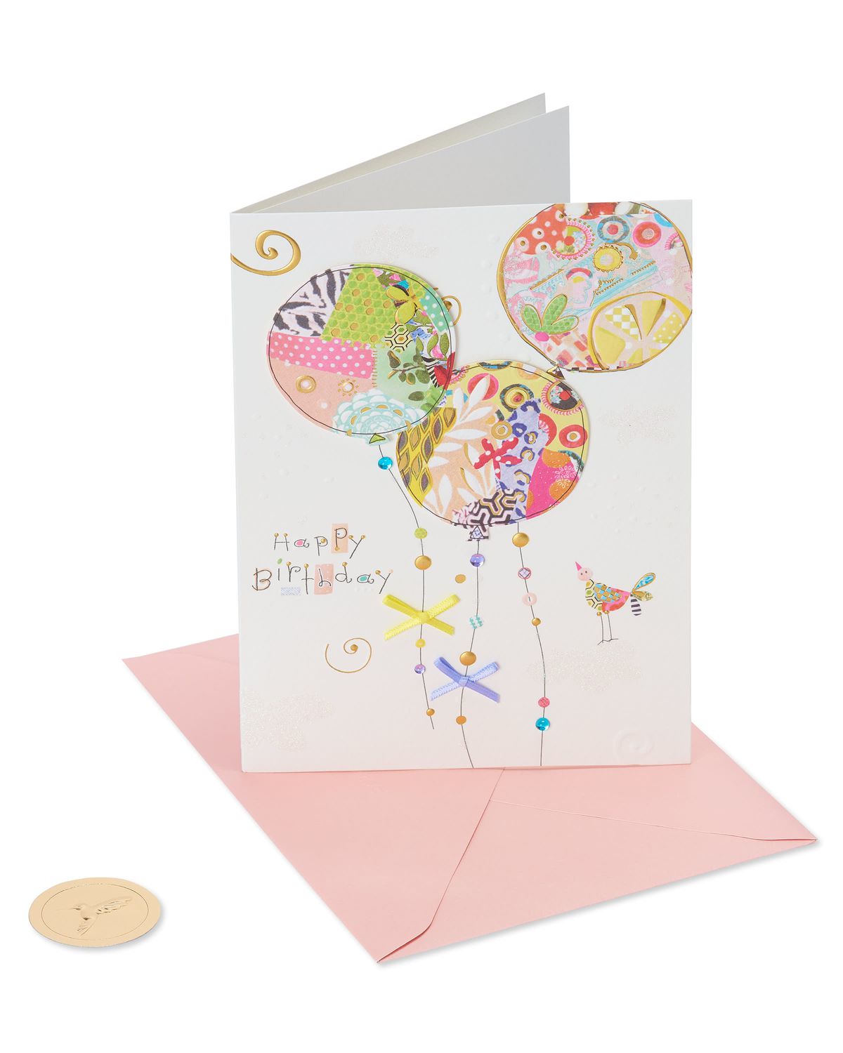 Birthday Turnowsky Patchwork Balloons Birthday Greeting Card Designed