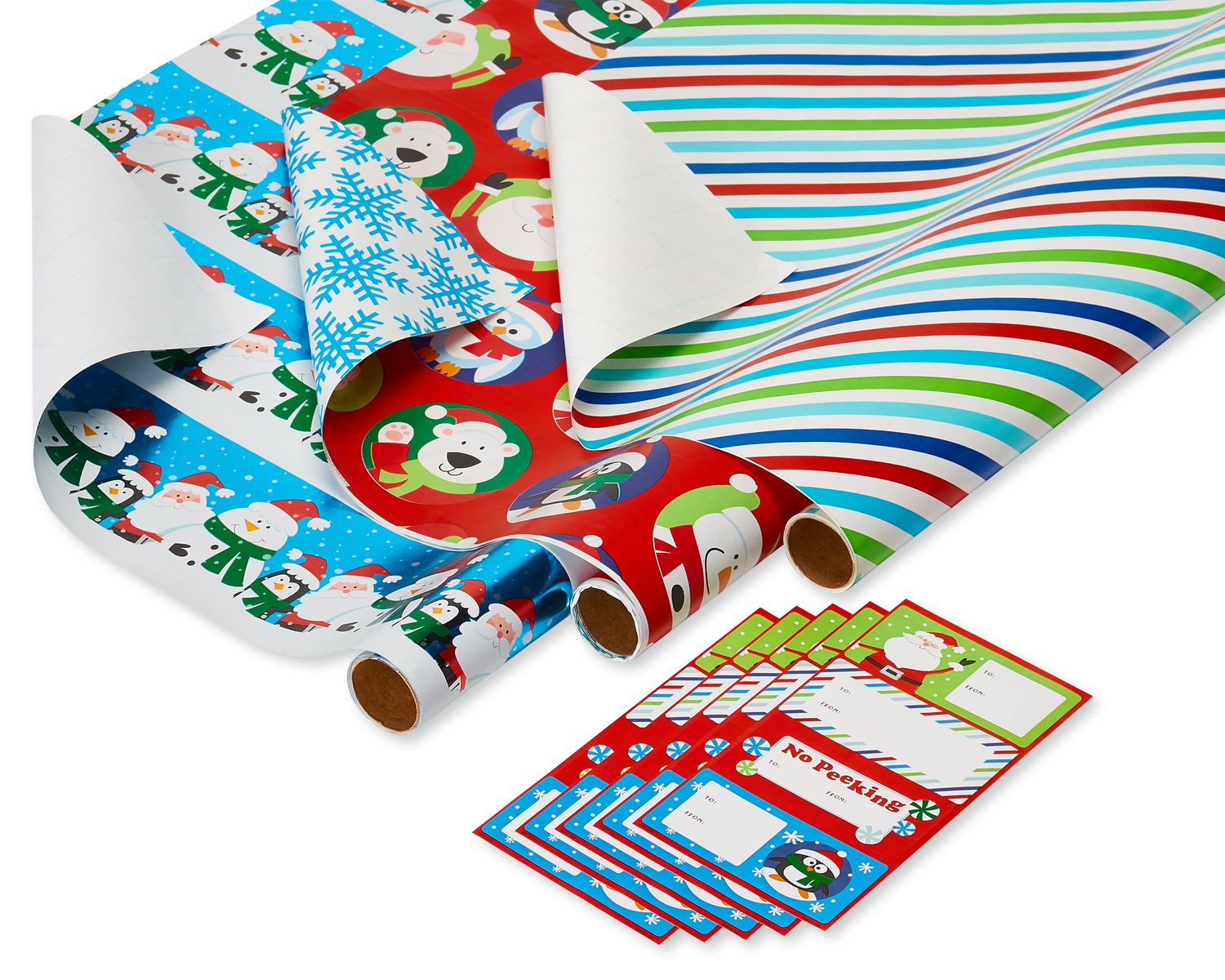 Christmas Wrapping Paper And Gift Tag Variety Set, 69-Count | American