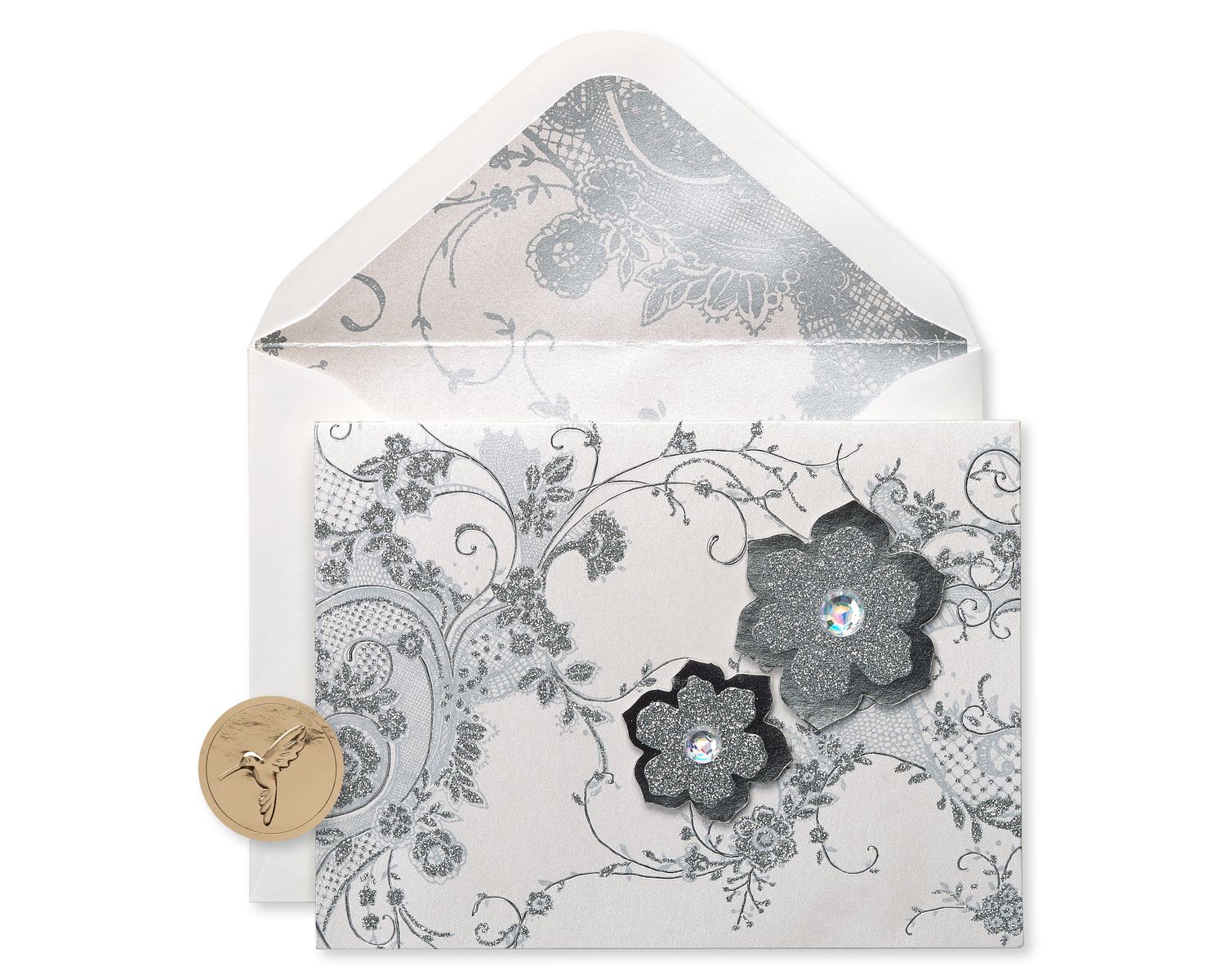 Blank Inside Lace And Flowers Handmade Boxed Blank Note Cards With