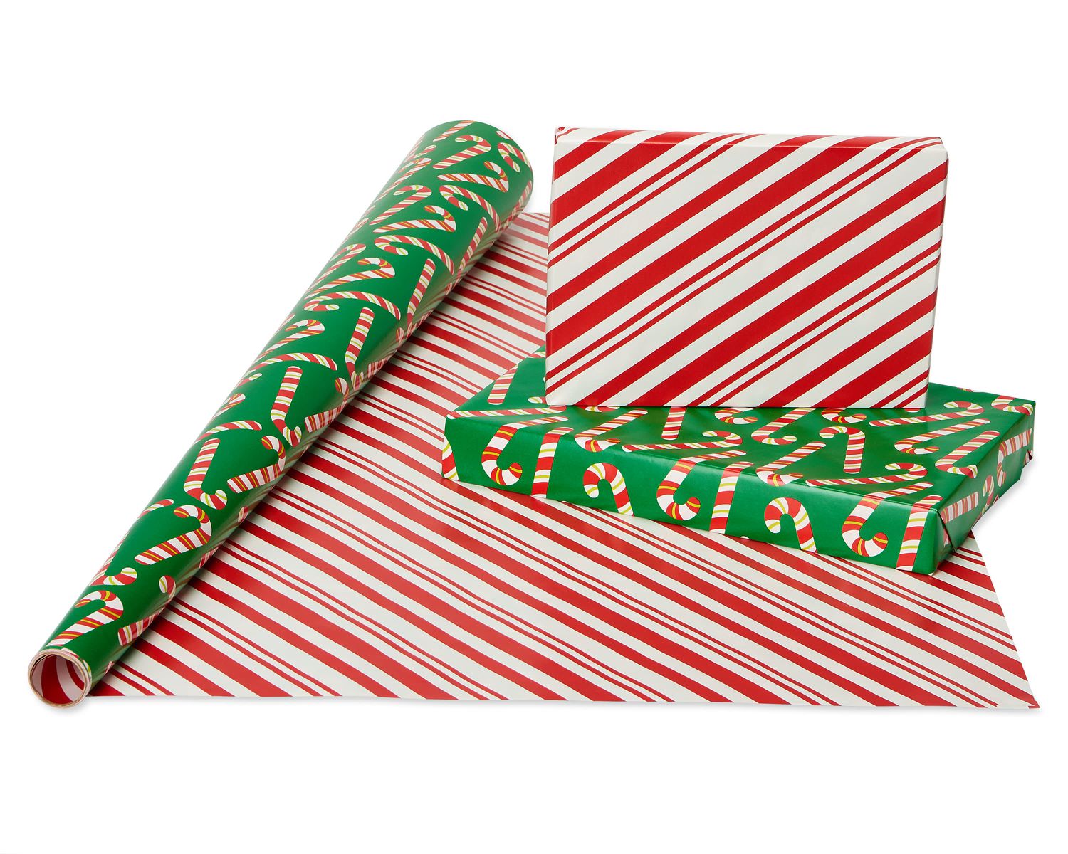 Christmas Extra-Wide Reversible Wrapping Paper, Santa, Snowmen And