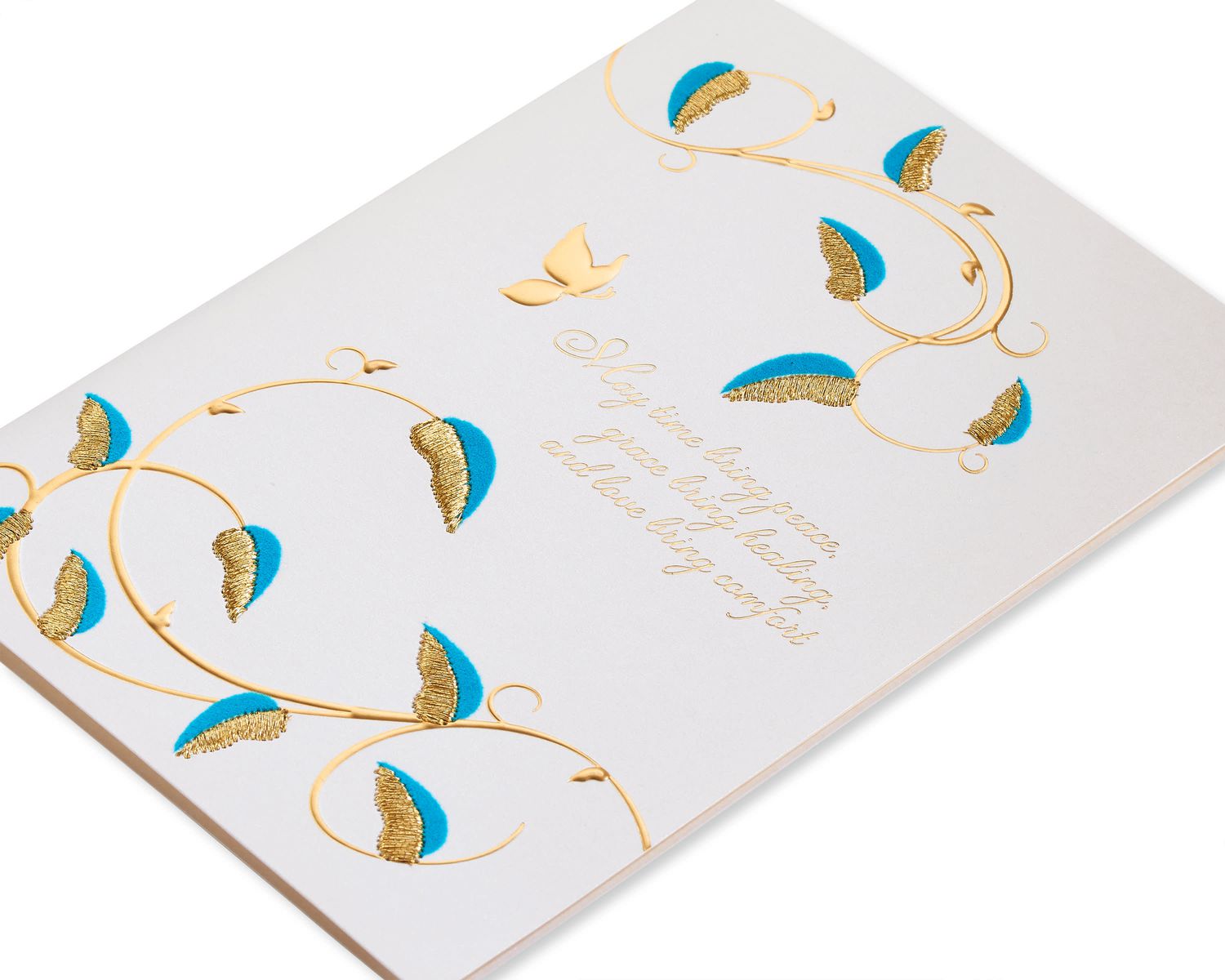 Embroidery Sympathy Teal And Gold Sympathy Greeting Card Papyrus