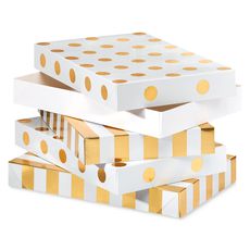 White and Gold Holiday Gift Boxes, 4 Boxes Image 1