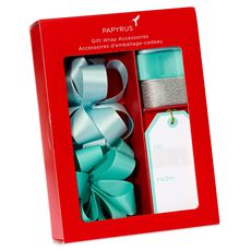 Icy Blue and Grey Christmas Gift Tags, Ribbons and Bows for Gift Wrapping, 10-Count