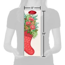 Floral Stocking Christmas Wine Gift Bag - Designed by Bella Pilar, 1 Bag