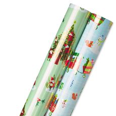 Gnomes, Santa Train Holiday Wrapping Paper Bundle, 2 Rolls Image 6