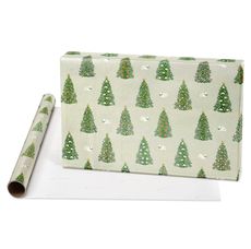 Gold Holly, Christmas Trees, White Floral Holiday Wrapping Paper Bundle, 3 Rolls Image 3