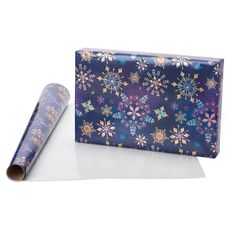 Jewel Tone Snowflakes and Holographic Snowflakes Holiday Wrapping Paper Bundle, 2 Rolls Image 4