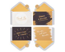 Gold, Black and Cream Blank Note Cards with Envelopes, 16-Count Image 1