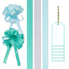 Icy Blue and Grey Christmas Gift Tags, Ribbons and Bows for Gift Wrapping, 10-Count