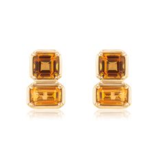 Papyrus Light Citrine and Dark Citrine Yellow Gold Earrings Image 1