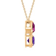 Papyrus Rhodolite Garnet and Amethyst Yellow Gold Pendant Necklace Image 2