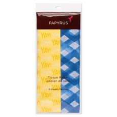 Yellow and Blue Patterns Tissue Paper, 8 Sheets Image 6