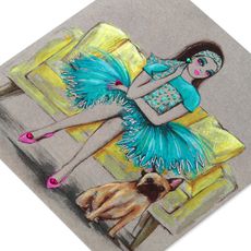 Girl & French Bulldog Blank Greeting Card - Designed by Bella Pilar Image 5