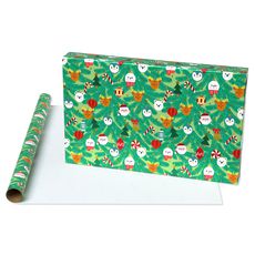 Ornaments, Santa Hats and Animals Christmas Wrapping Paper Rolls, 3 Rolls