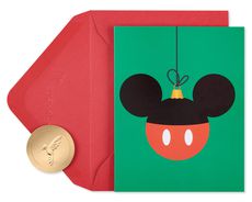 Mickey Mouse Ornament Disney Christmas Cards Boxed - Glitter-Free, 20-Count Image 1
