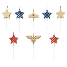 Wonder Woman Stars Cake Topper Birthday Candles, 8-Count Image 1