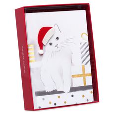 Santa Hat Kitty Holiday Boxed Cards, 8-Count Image 7