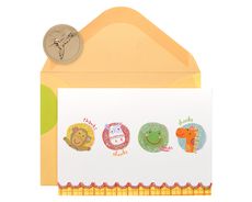 Animal Thank You Boxed Blank Note Cards with Glitter 14-Count