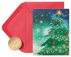 MAGICAL TREE TOP HOLIDAY CHRISTMAS BOXED CARDS 20 COUNT