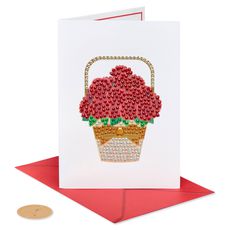 Gemmed Rose Basket Blank Card - Designed by Judith Leiber Image 4