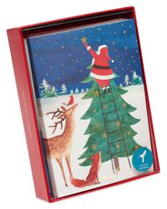 Santa Reaching for a Holiday Star Christmas Cards Boxed 14-CountImage 2