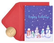 Happy Holidays Snowmen Christmas Boxed Cards - Glitter Free, 20-Count Image 1