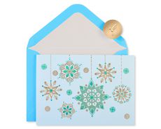 Glitter-Free Hanging Glitter Snowflakes Holiday Cards Boxed 12-Count