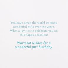 Many Wonderful Gifts 90th Birthday Greeting Card Image 3