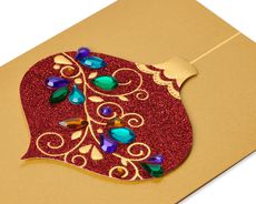 Red Glitter Holiday Ornament Christmas Cards Boxed 8-CountImage 3