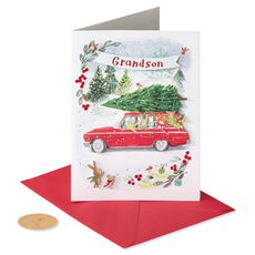 Sending Lots of Joy Christmas Greeting Card for Grandson Image 4