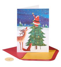 Santa Reaching for Holiday Star Holiday Boxed Cards - Glitter Free, 14-Count Image 5