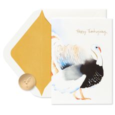 Painted Turkey Happy Thanksgiving Greeting Card Image 1