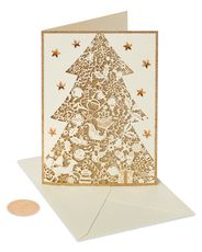 Gold Glitter Holiday Christmas Tree Holiday Boxed Cards, 8-Count Image 5