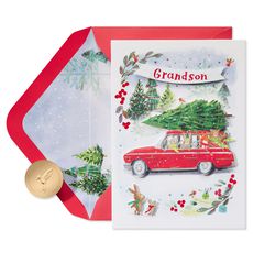 Sending Lots of Joy Christmas Greeting Card for Grandson Image 1