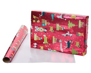 Holiday Chic and Santa's Best Friends Dog Print Holiday Wrapping Paper,  2 Rolls