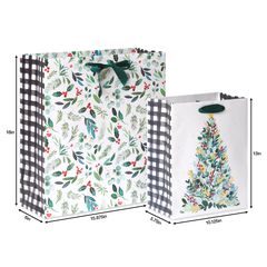 Joyful Tradition Holiday Gift Bags with Tissue Paper, 2 Bags 1 Jumbo, 1 Large, 18 Sheets