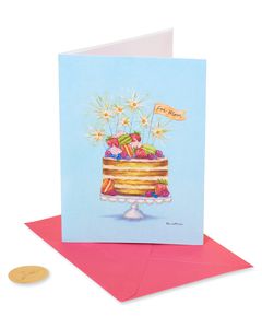 Sparkler Cake Birthday Greeting Card - Designed by Bella Pilar 