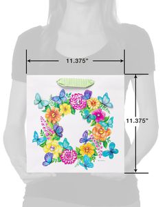 Butterflies and Floral Wreath Large Gift Bag - Designed by Bella Pilar, 1 Bag