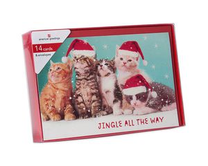 Deluxe Kitten Christmas Boxed Cards and Red Envelopes, 14-Count