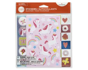 Unicorns and Rainbow Variety Sticker Sheets, 221-Count